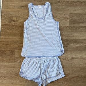 LAKE Pajamas Light Blue Striped Tank & Shorts